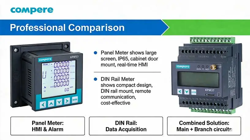 How to Choose Between Panel Meters and DIN Rail Energy Meters for Industrial Use?